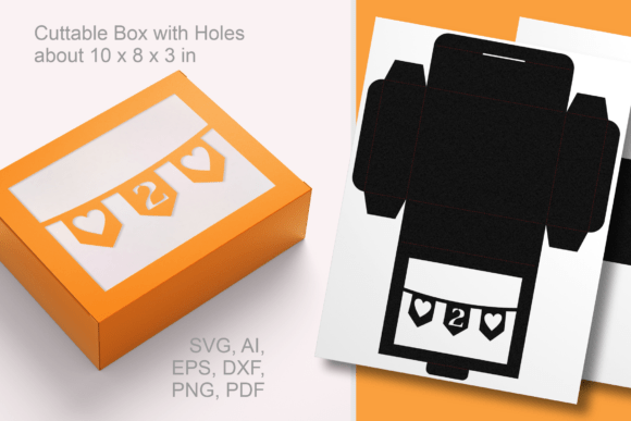3D SVG Banner Rectangular Favor Box for Valentine’s Day
