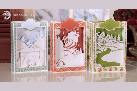 Christmas Paperscape Box Cards SVG Bundle