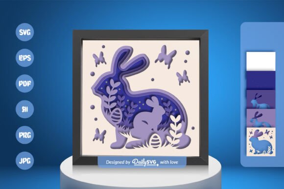 Easter Bunny Layered Papercut: 3D SVG for Shadow Boxes