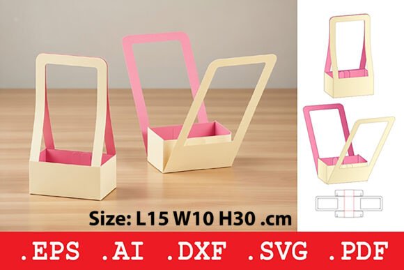 Folding Handle Display Basket Box: A 3D SVG Object for Marketing Magic