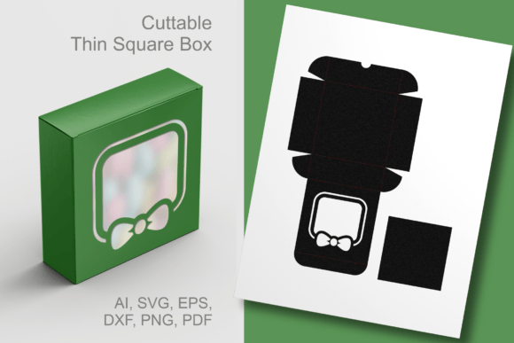 Gift Bow Cutout Thin Square Box Template: A 3D SVG Asset for Life Events And Celebrations