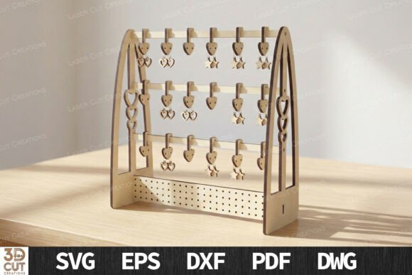 Heart Earring Display Stand SVG for Laser Cutting and Home Decor Projects