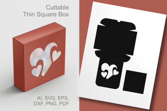 Heart N Hearts 2 Square Box Template SVG
