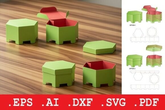 Hexagonal Elevated Gift Box 3D SVG for Handmade Projects