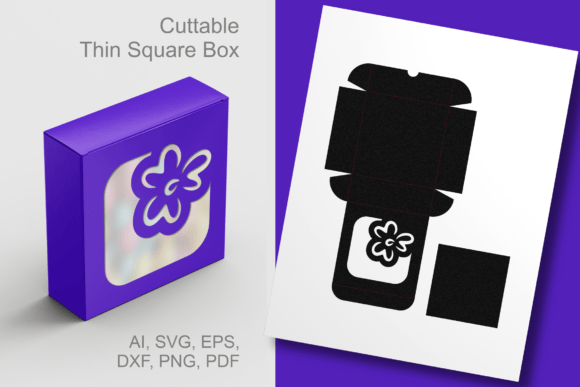 Modest Posy Frame Thin Square Favor Box: A 3D SVG for Life Events And Celebrations