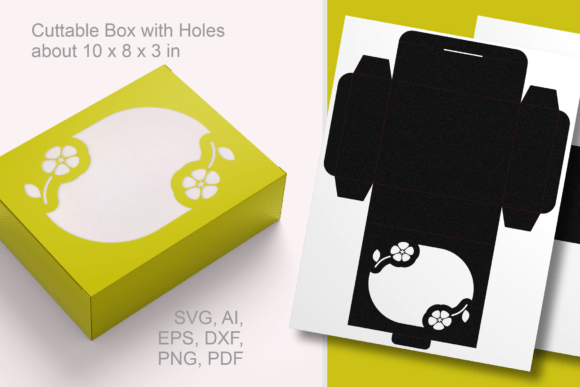 Primroses Pill Frame Rectangular Gift Box 3D SVG for Spring