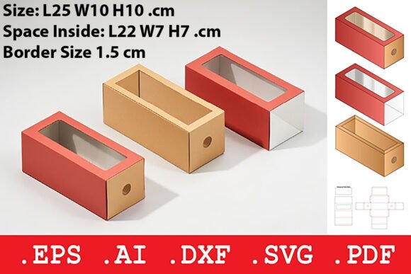 Rectangular Window Sleeve Box 3D SVG for Objects