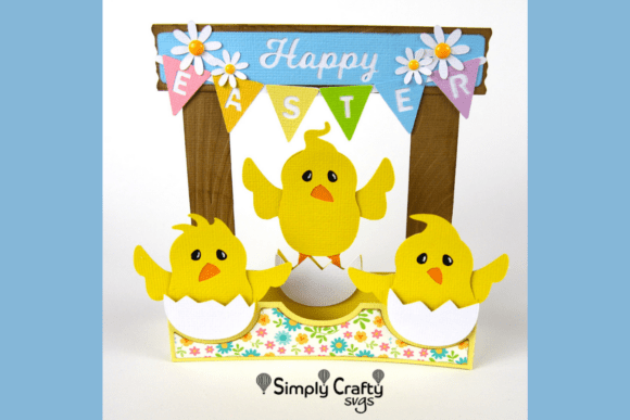 Three Chicks Easter Card SVG: A Festive 3D Design Asset for Local Businesses
