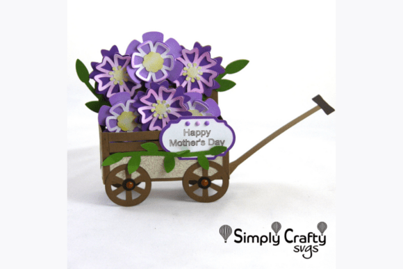 Wagon of Flowers Box Card SVG: 3D SVG for Mother S Day